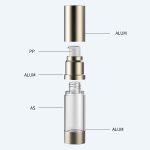 New Little Aluminium 15ml Body Cream Airless Bottle Plastic Cosmetic Serum Bottle With Different Actuator - 图片 2