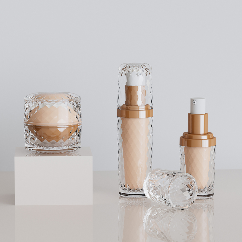 2317-2217 Luxury Acrylic Set Diamond Double Wall Cosmetic Packaging Set 15ml 1oz 30g Skincare Bottles - 图片 1