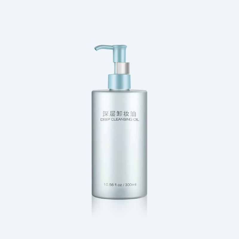 24A1-0300 High Quality 300ml PET Plastic Cleanser, Shampoo Bottle With Pump Flat Shoulder Cosmetic Bottles Manufacturer in China - 图片 1