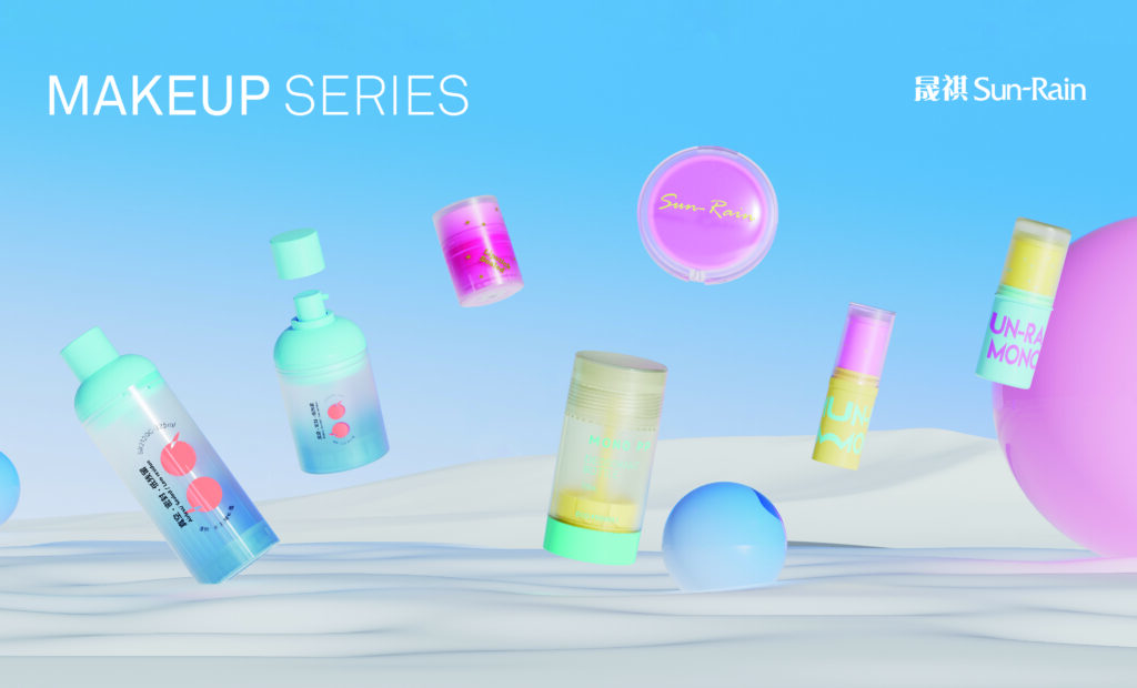 Sun-Rain company makeup product series display