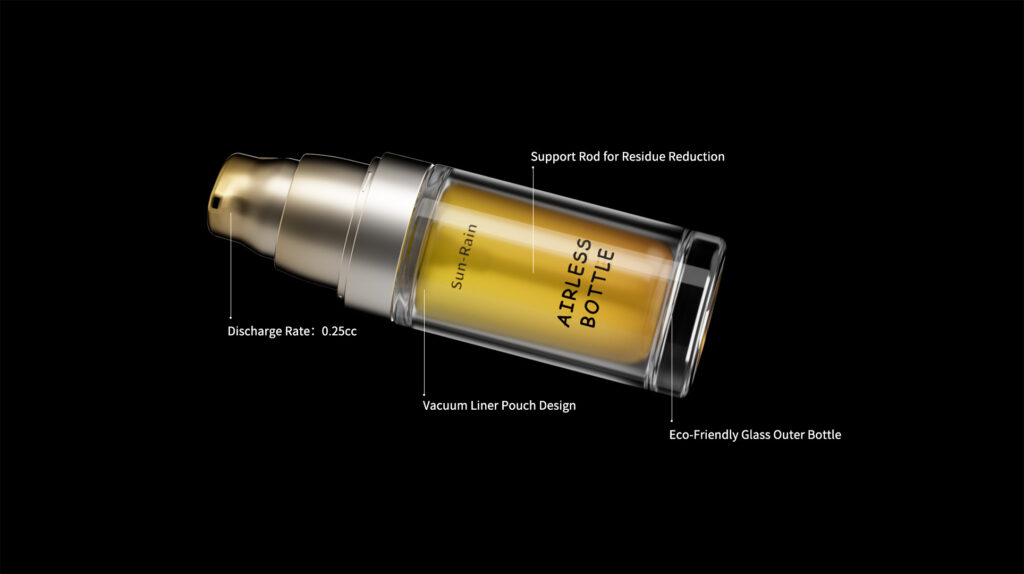 0.25cc Airless Glass Bottle with PE Vacuum Liner and Support Rod