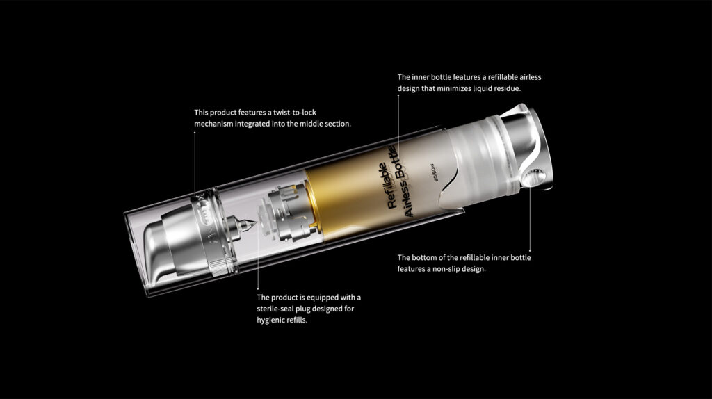 Airless Refillable Bottle with Freshness-Lock