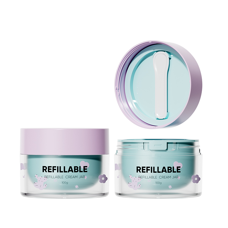 Clasp refillable cream jar with replaceable inner container