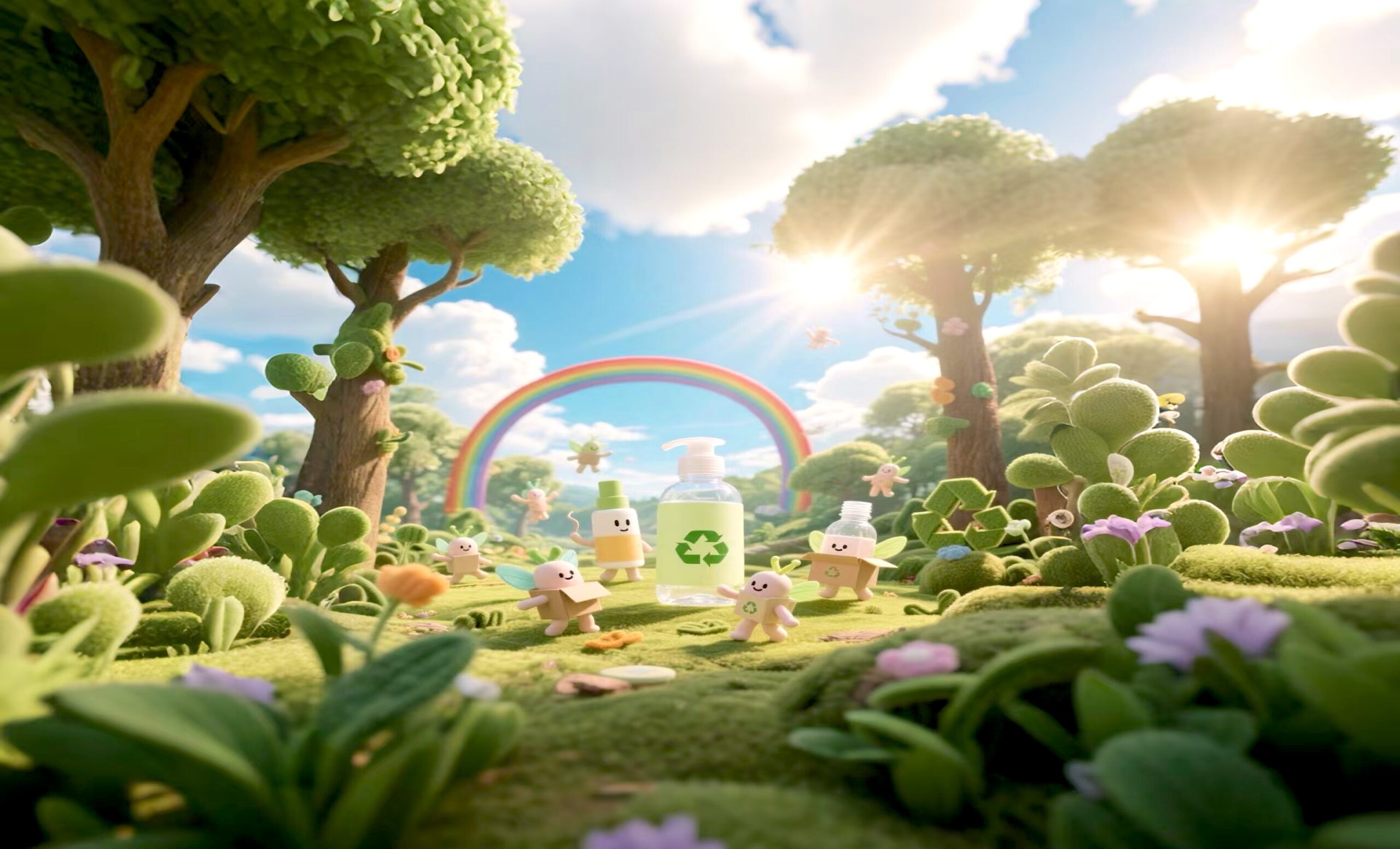 Cosmetic product displayed in natural outdoor setting emphasizing eco-friendly concept