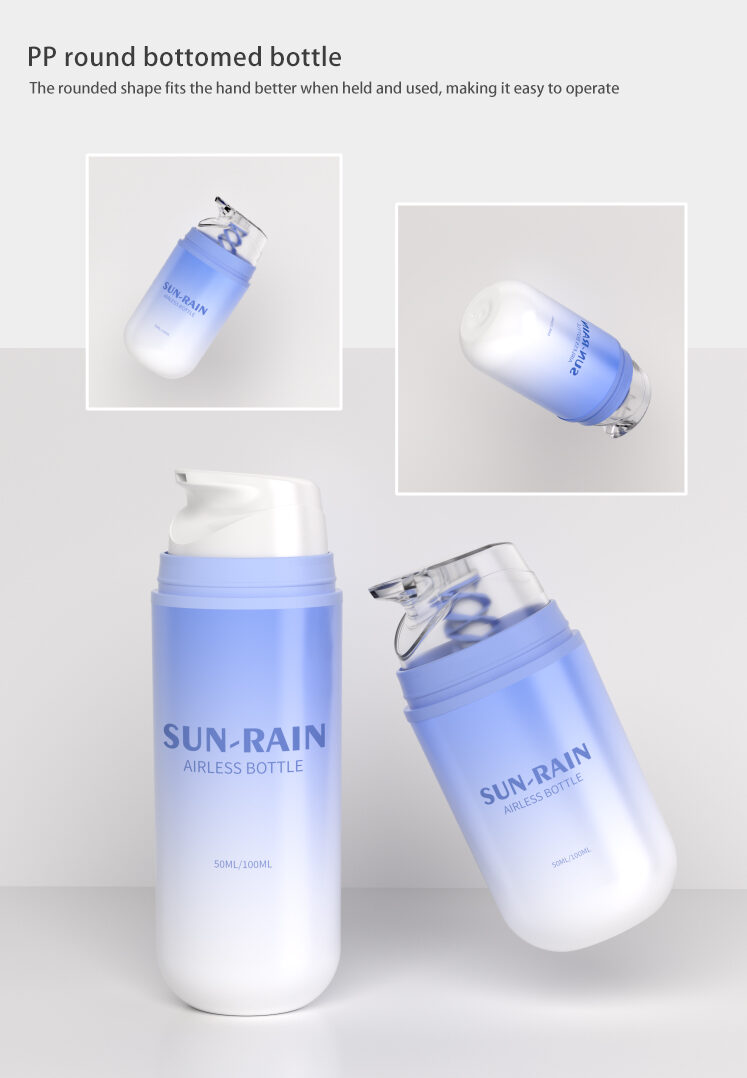 Close-up of Mono PP airless bottle round bottom detail showing durable design and smooth finish