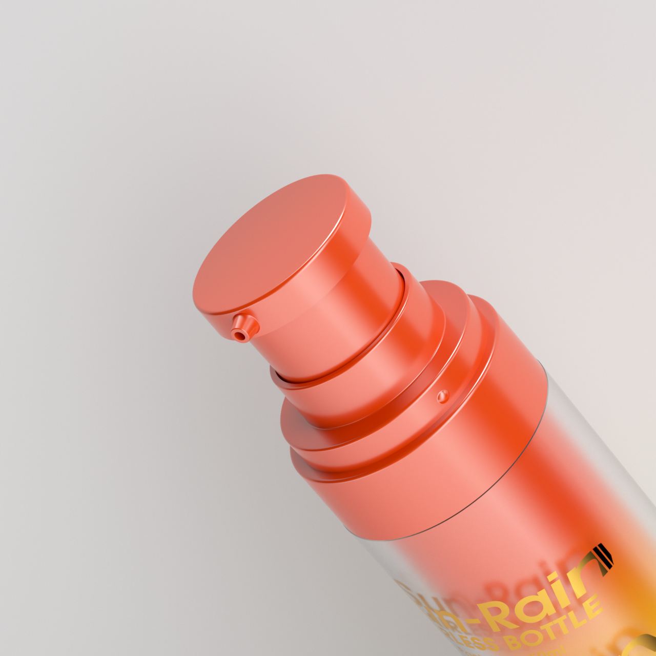 Double-layer airless bottle pump head showing precise dispensing mechanism for skincare packaging