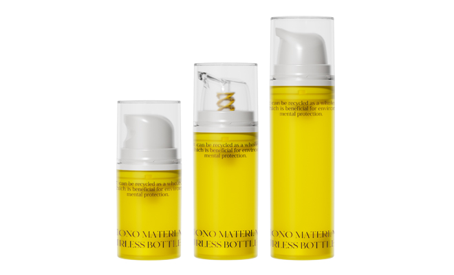 Mono PP Airless Bottles in 15ml, 30ml, and 50ml sizes for sustainable cosmetic packaging