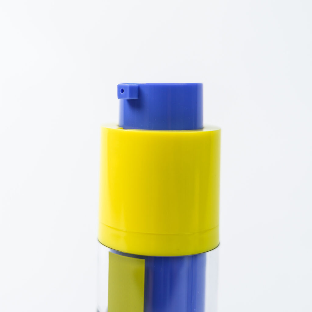 All Plastic Airless Bottle with TPE Spring and Calcium Carbonate Material – Open Cap Nozzle View
