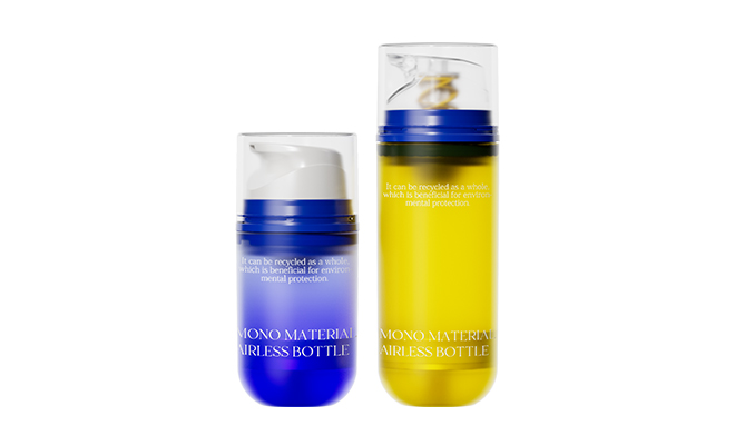 Mono PP airless bottles with round bottoms in 50ml and 100ml sizes