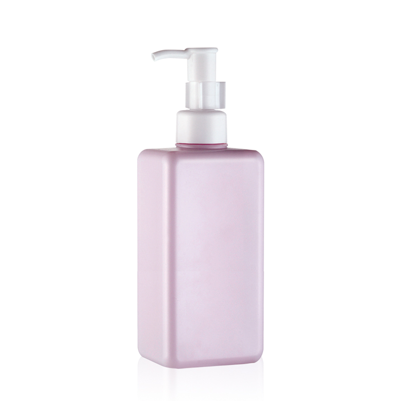 250ml square flat PET bottle with 24/410 lotion pump for cosmetic and skincare packaging